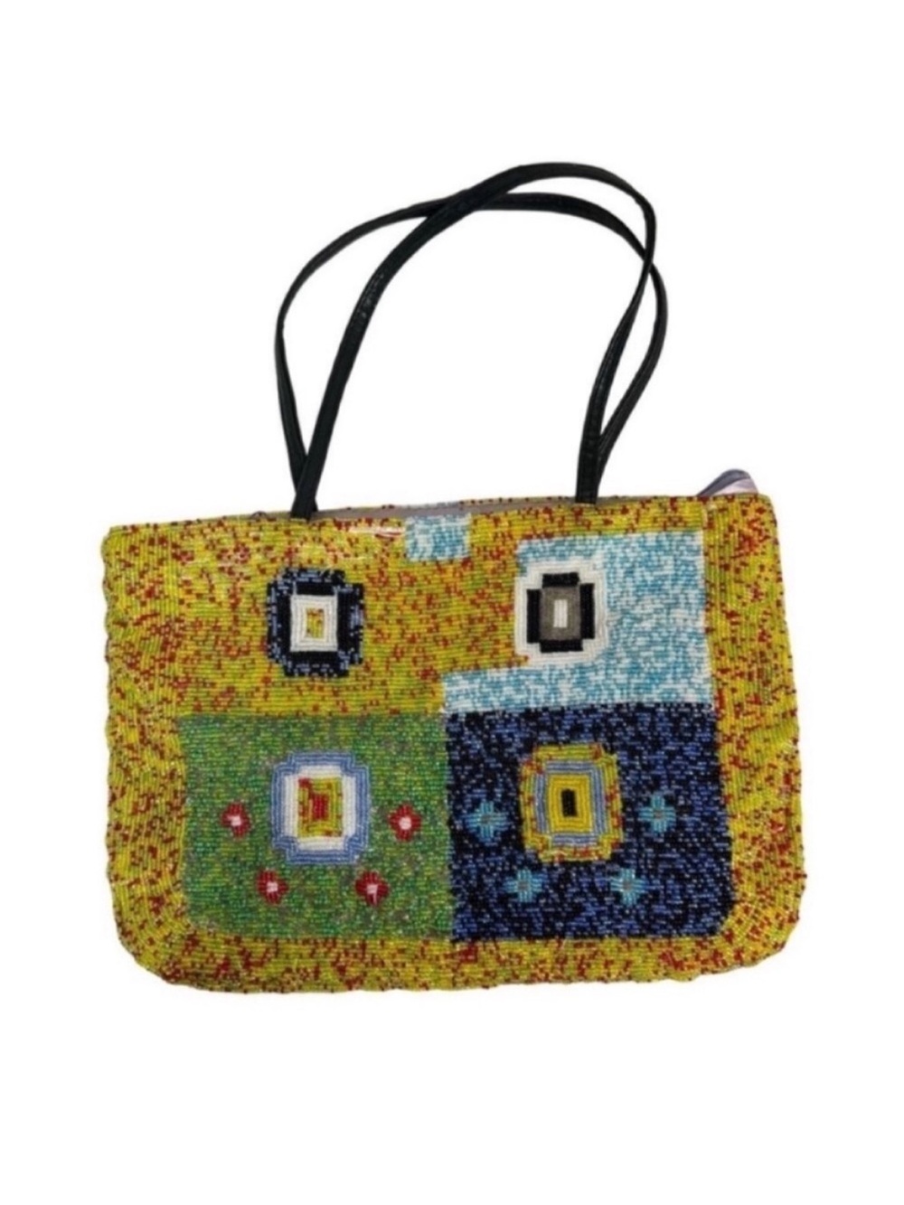 Vintage Glass Seed beaded Abstract Hand Bag